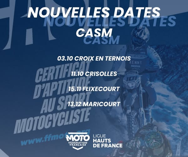 Nouvelles dates pour passer votre CASM